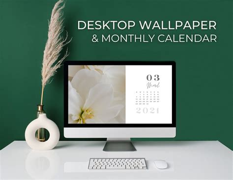 Desktop Calendar Wallpaper Monthly Desktop Calendar Pc Etsy