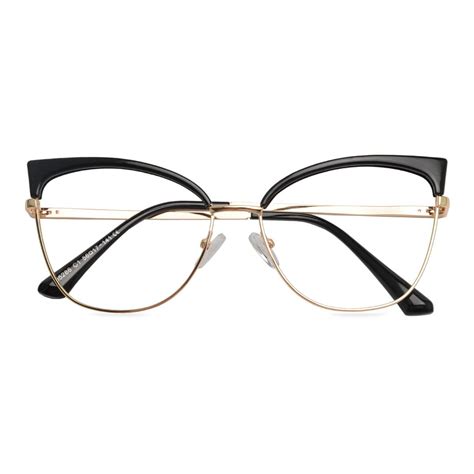 95286 Cat Eye Browline Black Eyeglasses Frames Leoptique