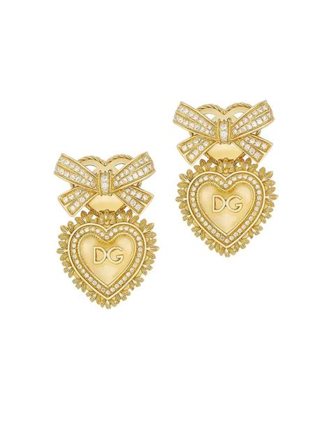 dolce and gabbana women s 18k yellow gold and diamond devotion earrings modesens dolce and