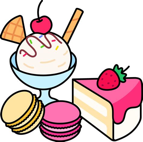 Desserts Macaron Cake And Ice Cream Dessert Icon Element Illustration