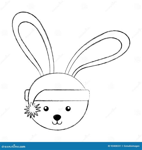 Christmas Rabbit Face Cartoon Stock Vector Illustration Of Character