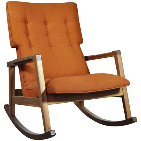 Walnut With Wool Fabric Jens Risom Rocker Chair For Dwr At 1stdibs