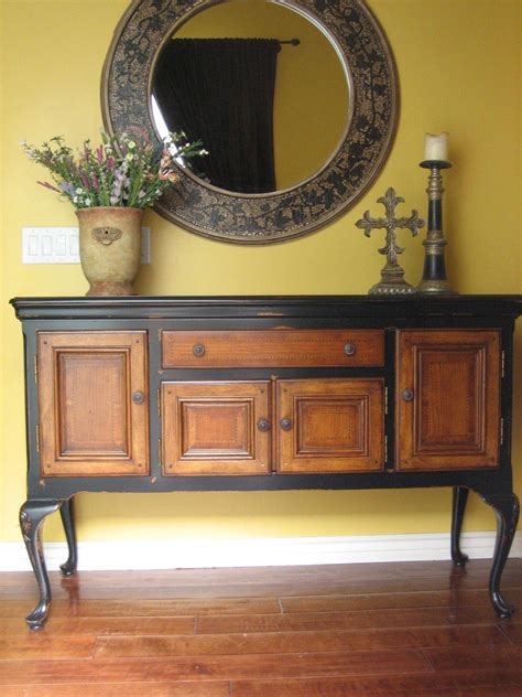European Paint Finishes Black Sideboard W Wood Inlay Have A Buffet