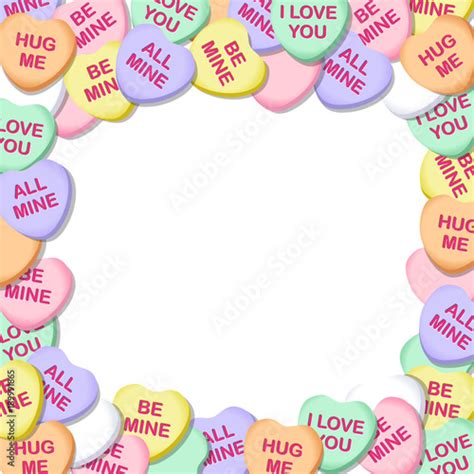 Valentines Day Candy Hearts Square Border 1 Stock Vector Adobe Stock