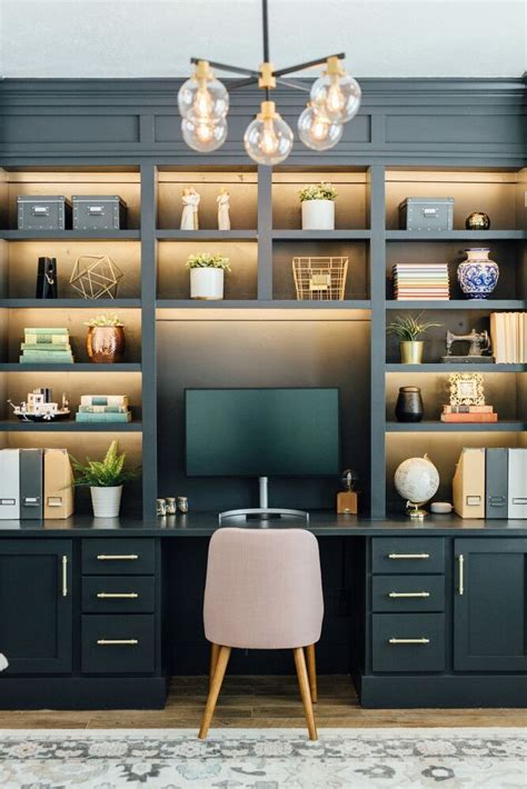 Custom Diy Home Office Built Ins With Desk Gray Home Offices Home