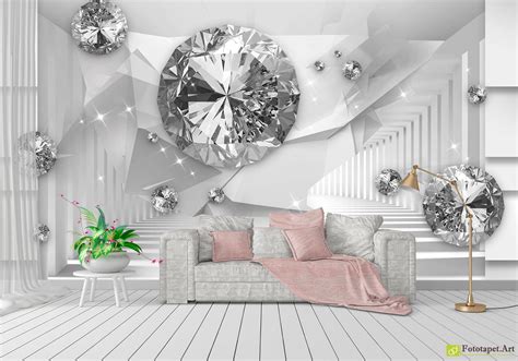 Wall Murals With 3d Effect Diamonds And Tunnel Fototapetart Eco
