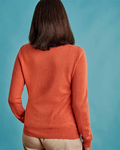 Orange Spice Cashmere And Merino Crew Neck Knitted Sweater Woolovers Us