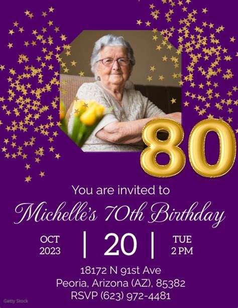 80th Birthday Invitation Template Postermywall