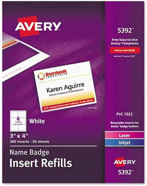 Avery Name Badge Template 5392