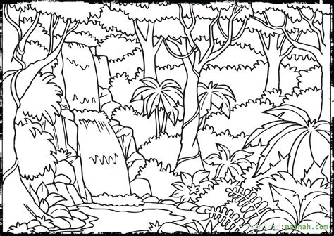 Tree Drawing Forest Scenery Sketch Coloring Page