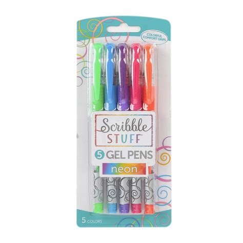 Scribble Stuff Neon Gel Pens Assorted Colors Pack Of 5 Mardel