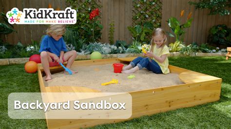 Kidkraft Wooden Backyard Sandbox With Built In Corner Seating And Mesh