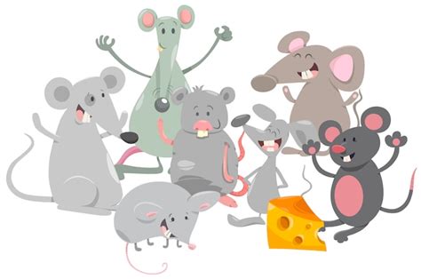 Dibujos Animados De Personajes De Animales De Ratón Vector Premium
