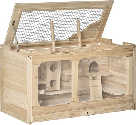 Pawhut Large Wooden Hamster Cage Pet Small Animal Kit