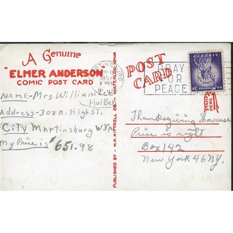 Elmer Anderson Comic Post Card Give George Just A Short One He Has Copperplate Pictures
