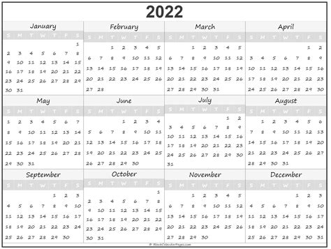 Blank Calendar For 2022 Customize And Print