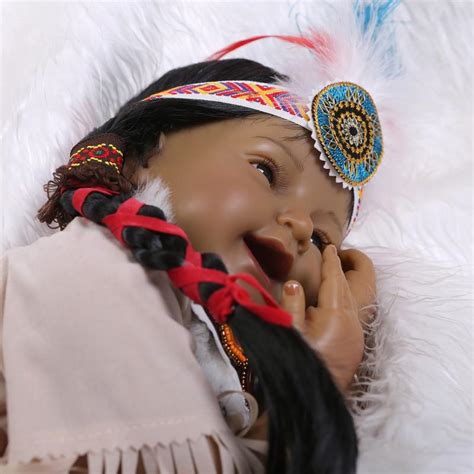 Handmade Native American Indian Black Reborn Dolls Silicone Lifelike