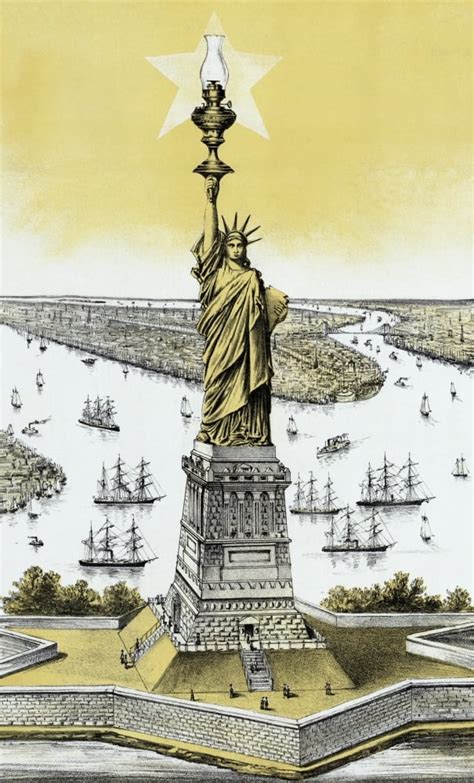 Vintage Color Architecture Print Of The Statue Of Liberty Poster Print