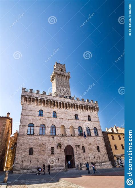romanesque town hall palazzo communale montepulciano italy editorial photography image of