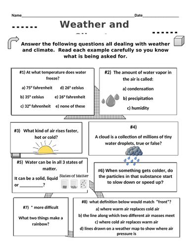 Weather And Climate Worksheets Set Of 4 Teaching Resources