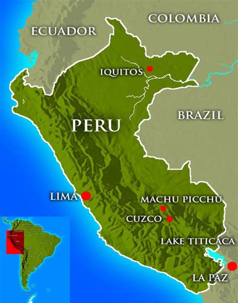 Map Of Peru With Captial South America Pinterest Peru America