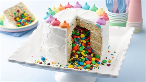 Eggs and oil round out the rest of the necessary ingredients. Rainbow Surprise Inside Cake recipe from Betty Crocker