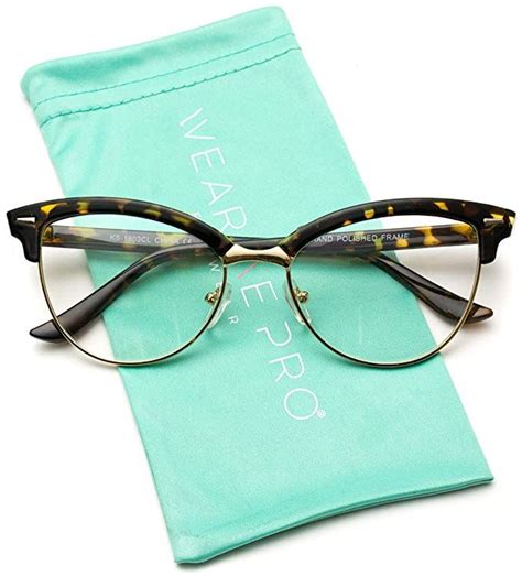 Wearme Pro New Semi Rimless Retro Cat Eye Fake Glasses Glasses Fashion Trendy Glasses Fake