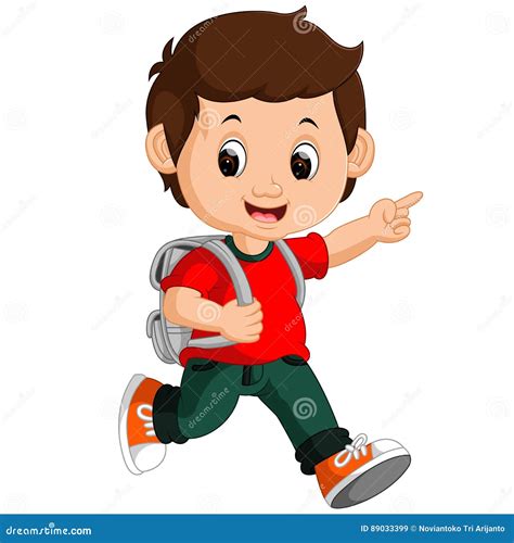 Cute Boy Go To School Stock Vector Illustration Of Walking 89033399
