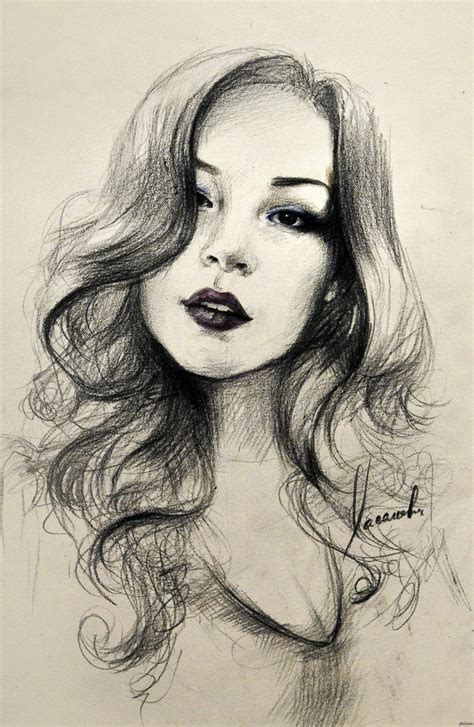 Фото девушки рисунок карандашом