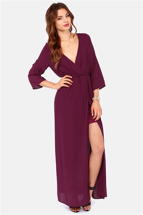 Sexy Burgundy Dress Wrap Dress Maxi Dress 49 00 Lulus