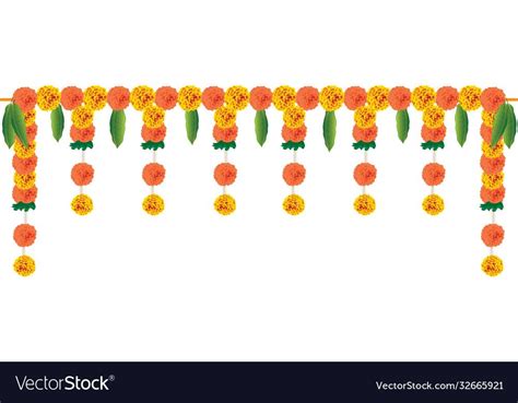 Decorative Marigold Flowers Toran Border Design Stock Vector Royalty
