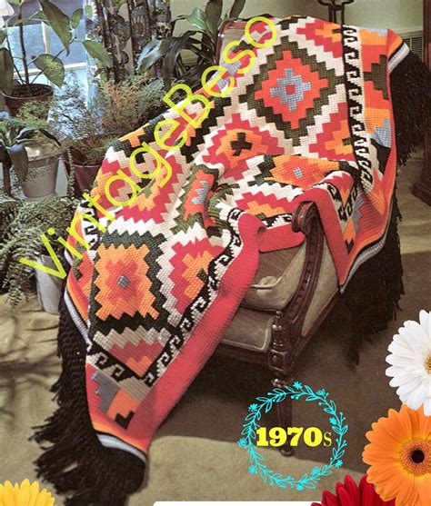 Geometric Indian Afghan Crochet Pattern Native American Etsy