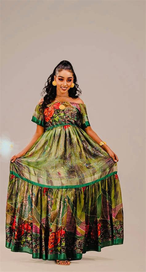 Ethiopian Eritrean Habesha Chiffon Dress Ariftibeb
