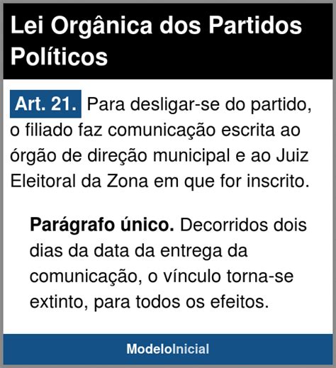 Artigo 21 Lei Orgânica dos Partidos Políticos 1995