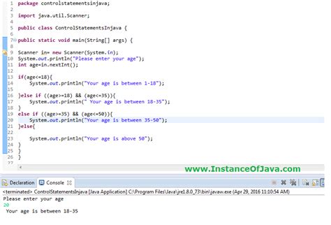 Java if statement is checking a condition, then do the action accordingly. Control statements in java with examples - InstanceOfJava