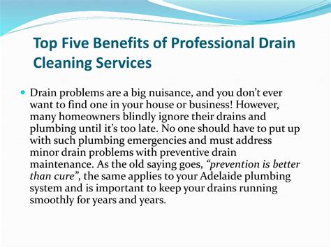 Ppt 5 Benefits Of Professional Adelaide Drain Cleaning Service