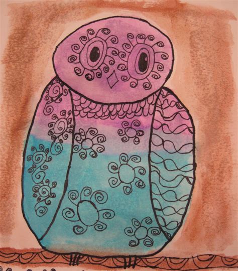Angela Anderson Art Blog Owl Zentange Pen And Ink Watercolor
