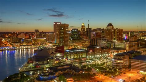 Night Time In Downtown Baltimore Maryland Image Free Stock Photo