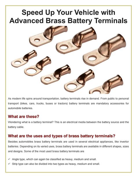 Speed Up Your Vehicle With Advanced Brass Battery Terminals By Pallega