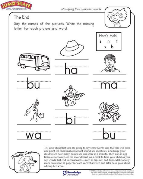 Kindergarten Phonics Worksheets Ending Sounds Erikueno Blog
