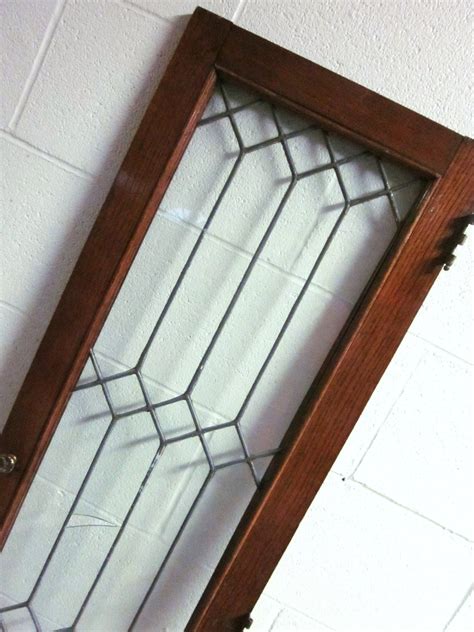 Antique Cabinet Door Leaded Glass And Oak Door Victorian Or