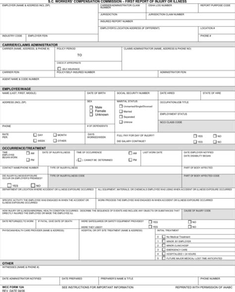 Download South Carolina Workers Compensation Form For Free Formtemplate