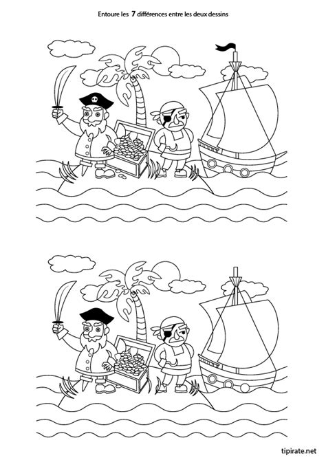 Des petits jeux à imprimer pour développer la concentration et l'observation de votre enfant. Jeu des 7 erreurs, les pirates | Jeux des erreurs, Jeux