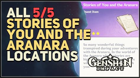 All Stories Of You And The Aranara Locations Genshin Impact Youtube