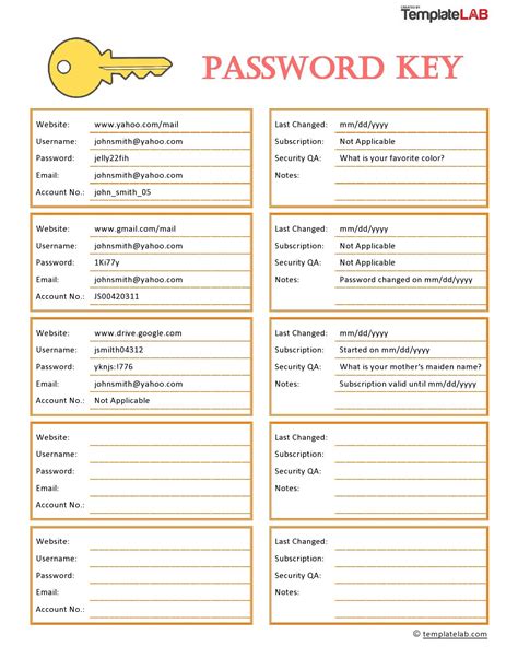 Download Good Passwords List Template Passwords