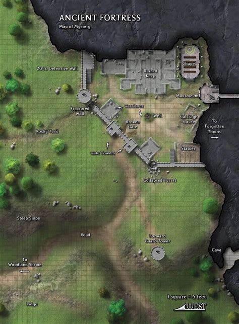 Map Of Ancient Fortress Dnd Board Fantasy Map Dungeon Maps