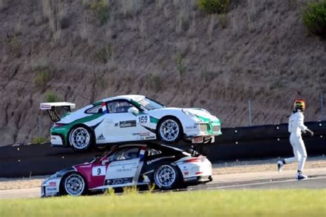 Watch A Crazy Crash End With One Porsche Atop Another