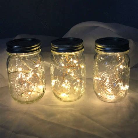 175 20 Or 39 Mason Jar Led Strands Etsy Mason Jar Fairy Lights