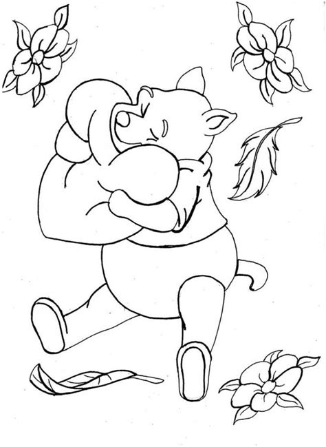Pooh And Flower Coloring Page