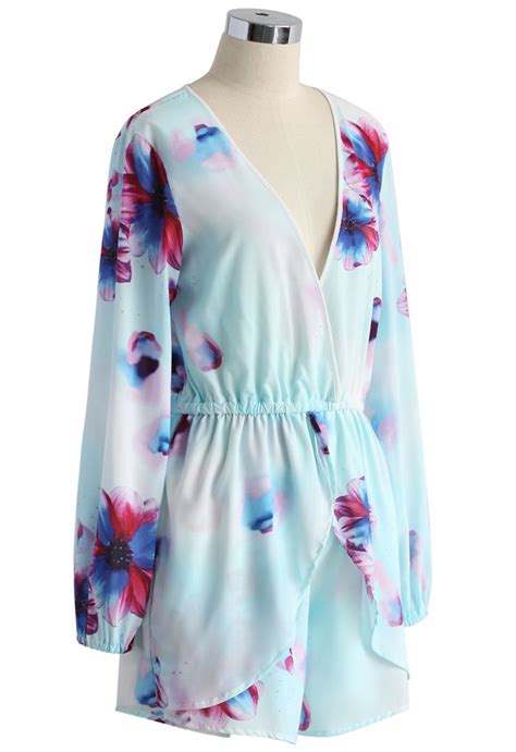 Cool Summer Flower Deep V Playsuit Retro Indie And Unique Fashion